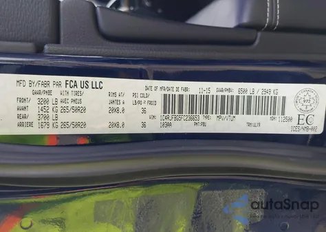 2015 Jeep Grand Cherokee Limited from USA, damaged, VIN 1C4RJFBG5FC236653